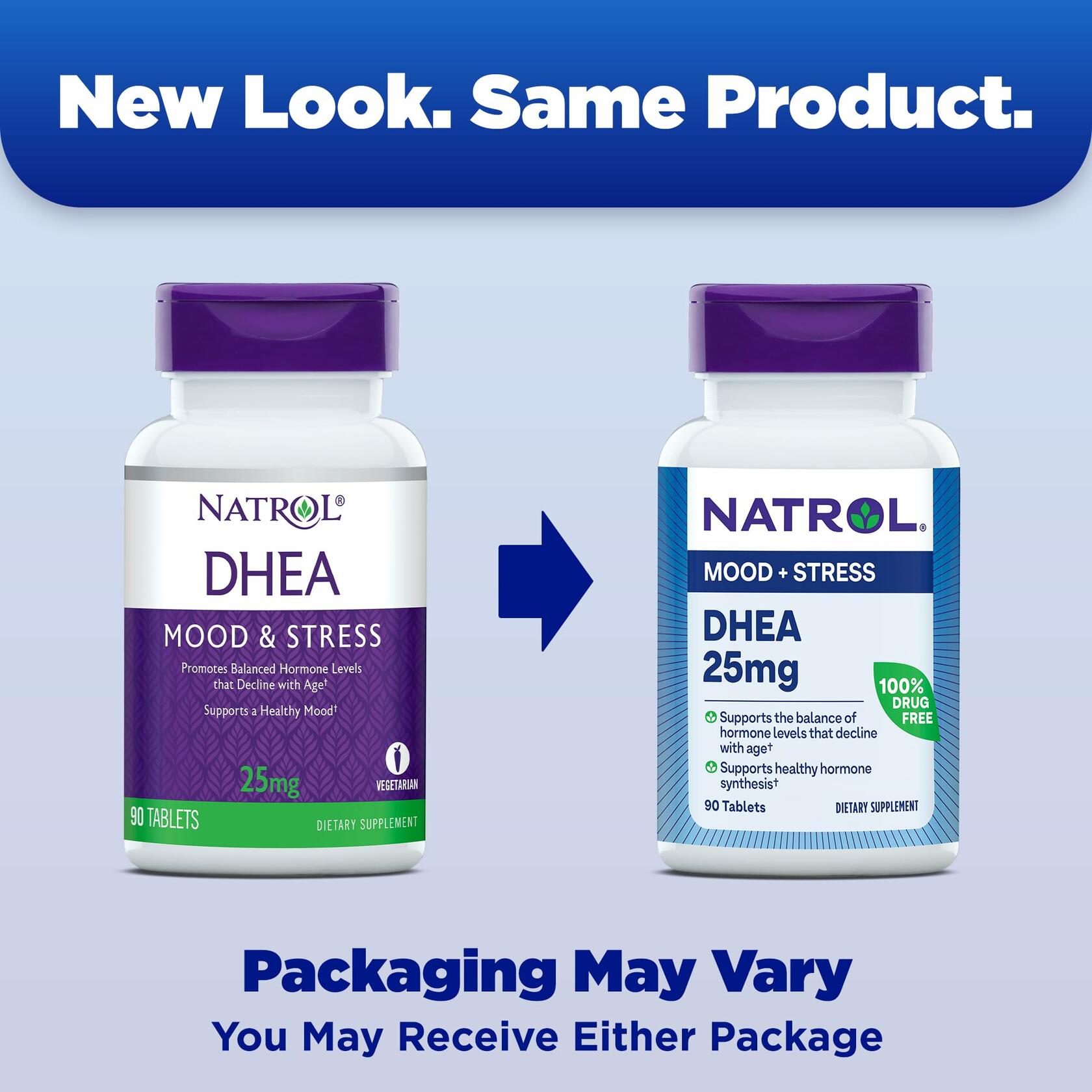 Natrol Mood & Stress DHEA 25mg Supplement 90 Tablets