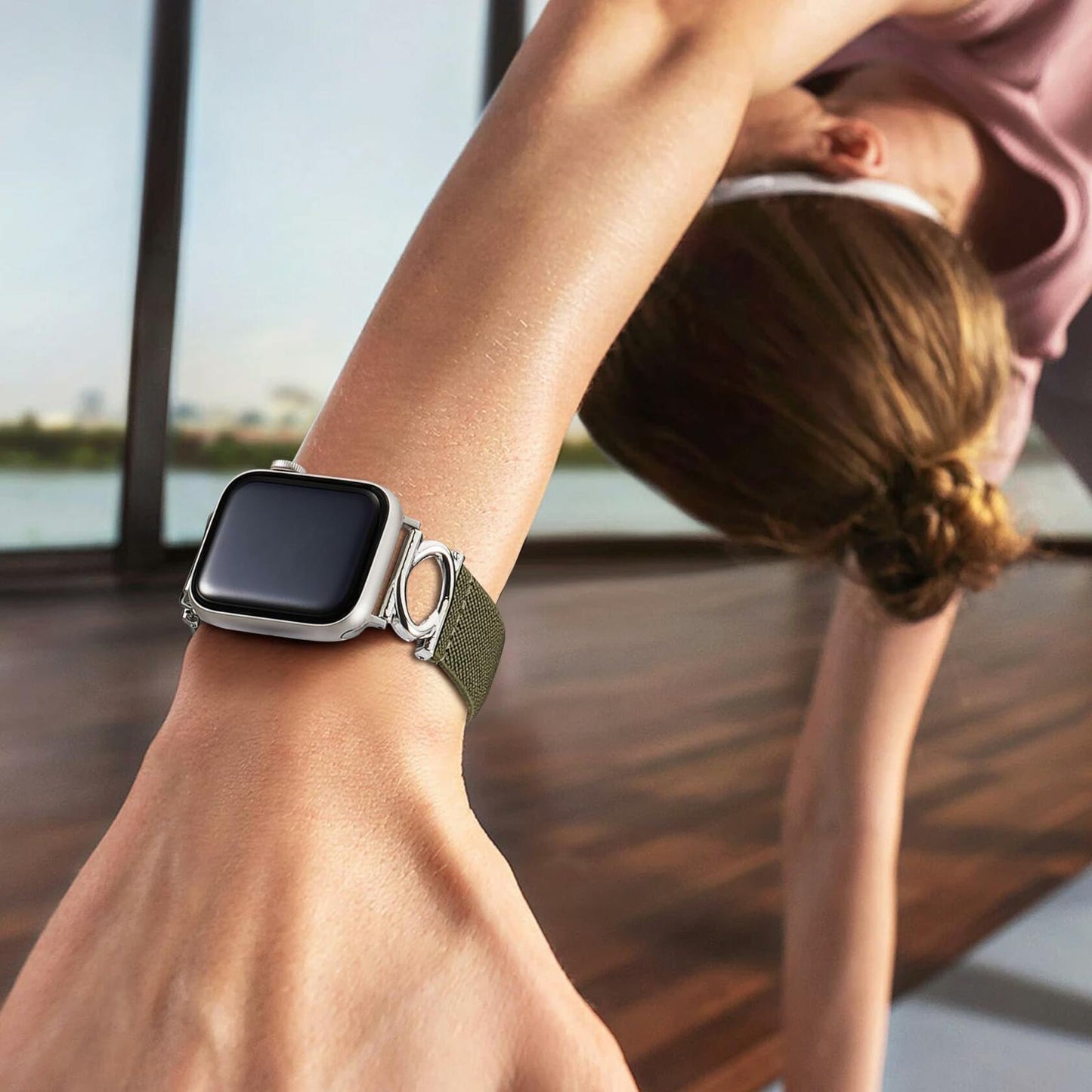 Double-C Nylon Band for Apple Watch 41/45mm Adjustable Strap Sage Green