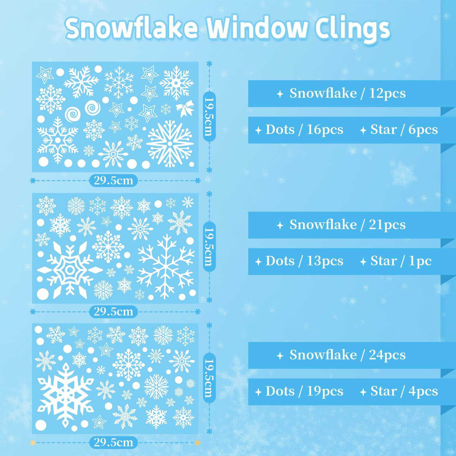 AivaToba 203 Pcs Christmas Window Clings, Double Side Window Clings