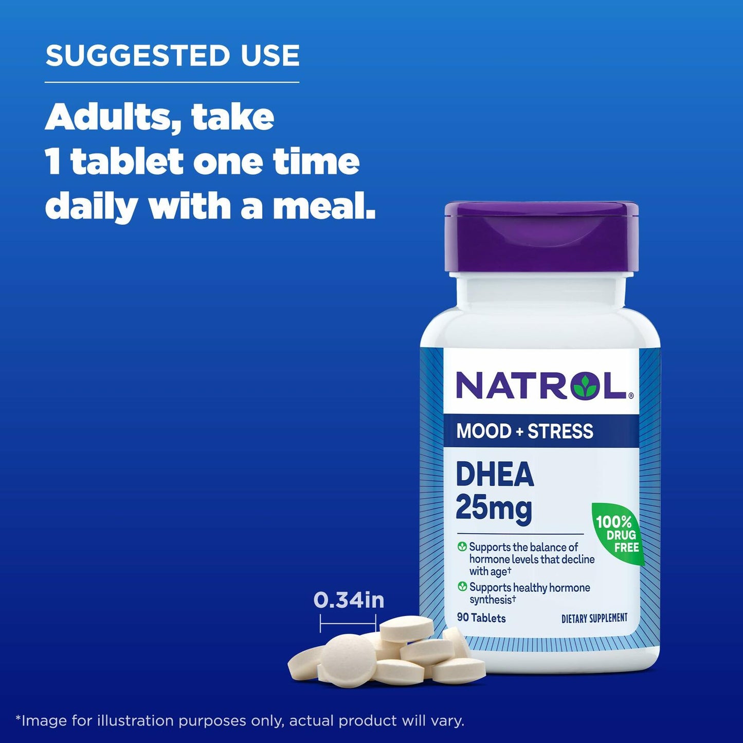 Natrol Mood & Stress DHEA 25mg Supplement 90 Tablets