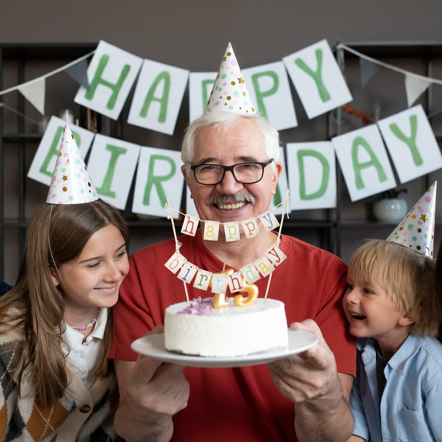 Cobee 2 Pcs Happy Birthday Banner Pull Flag Hanging Flags Party Decor Style B