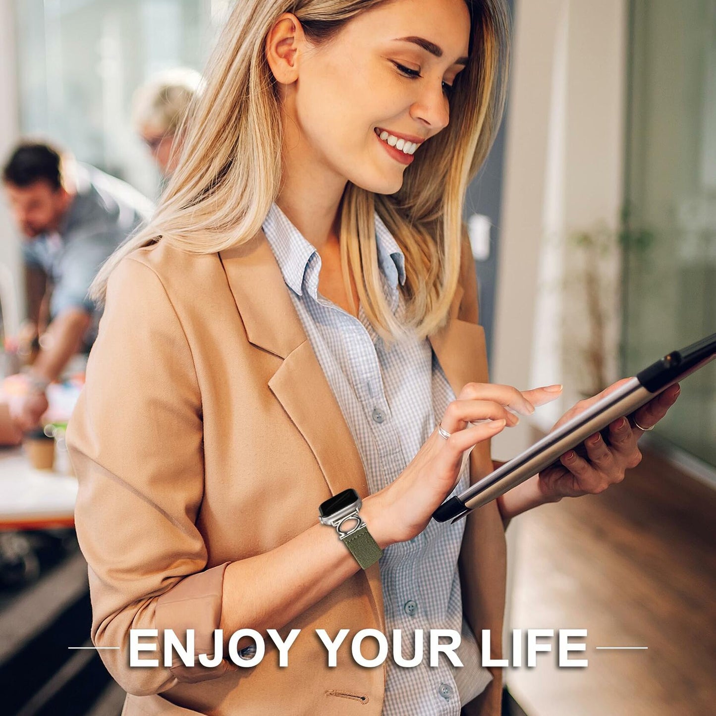 Double-C Nylon Band for Apple Watch 41/45mm Adjustable Strap Sage Green