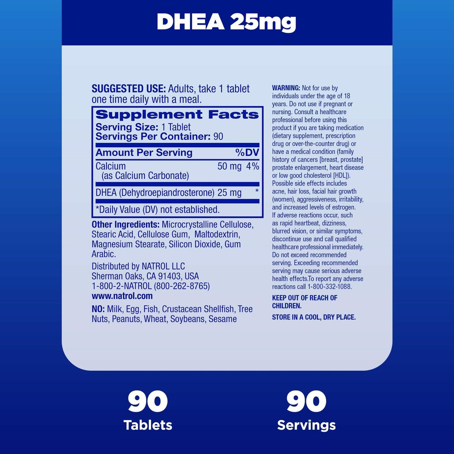 Natrol Mood & Stress DHEA 25mg Supplement 90 Tablets