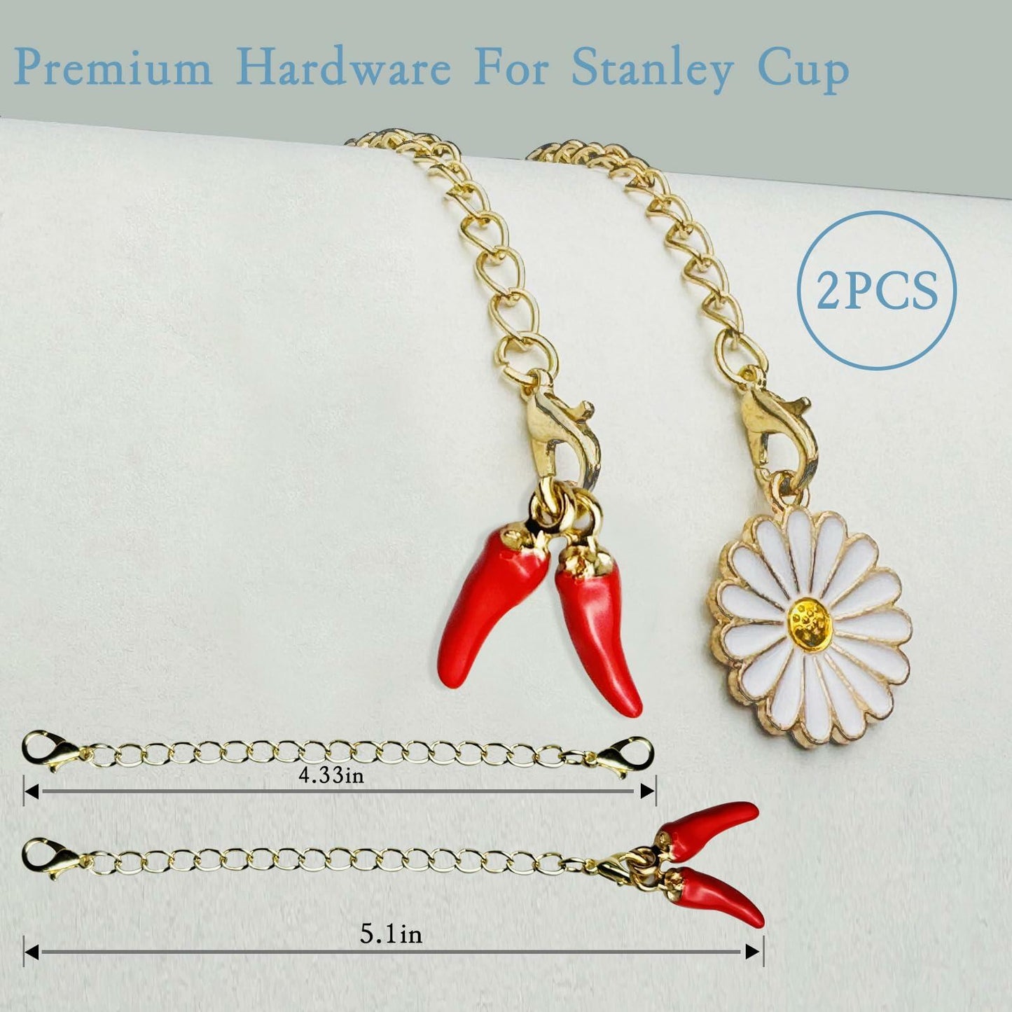 Stanley Straw Cover Caps & Charm Chains for 30oz/40oz Tumbler 6pcs