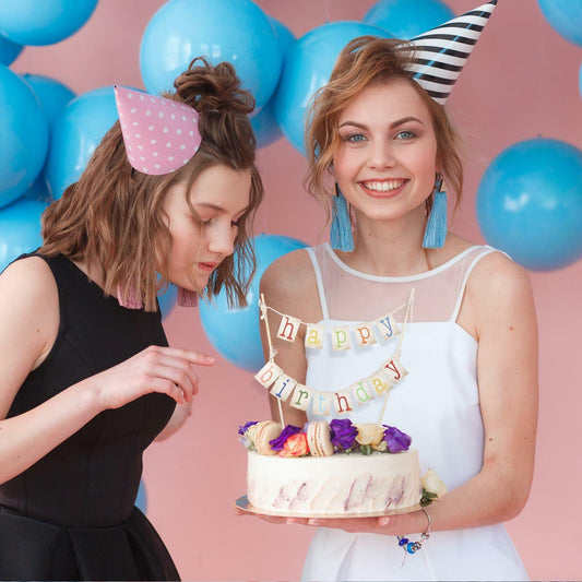 Cobee 2 Pcs Happy Birthday Banner Pull Flag Hanging Flags Party Decor Style B