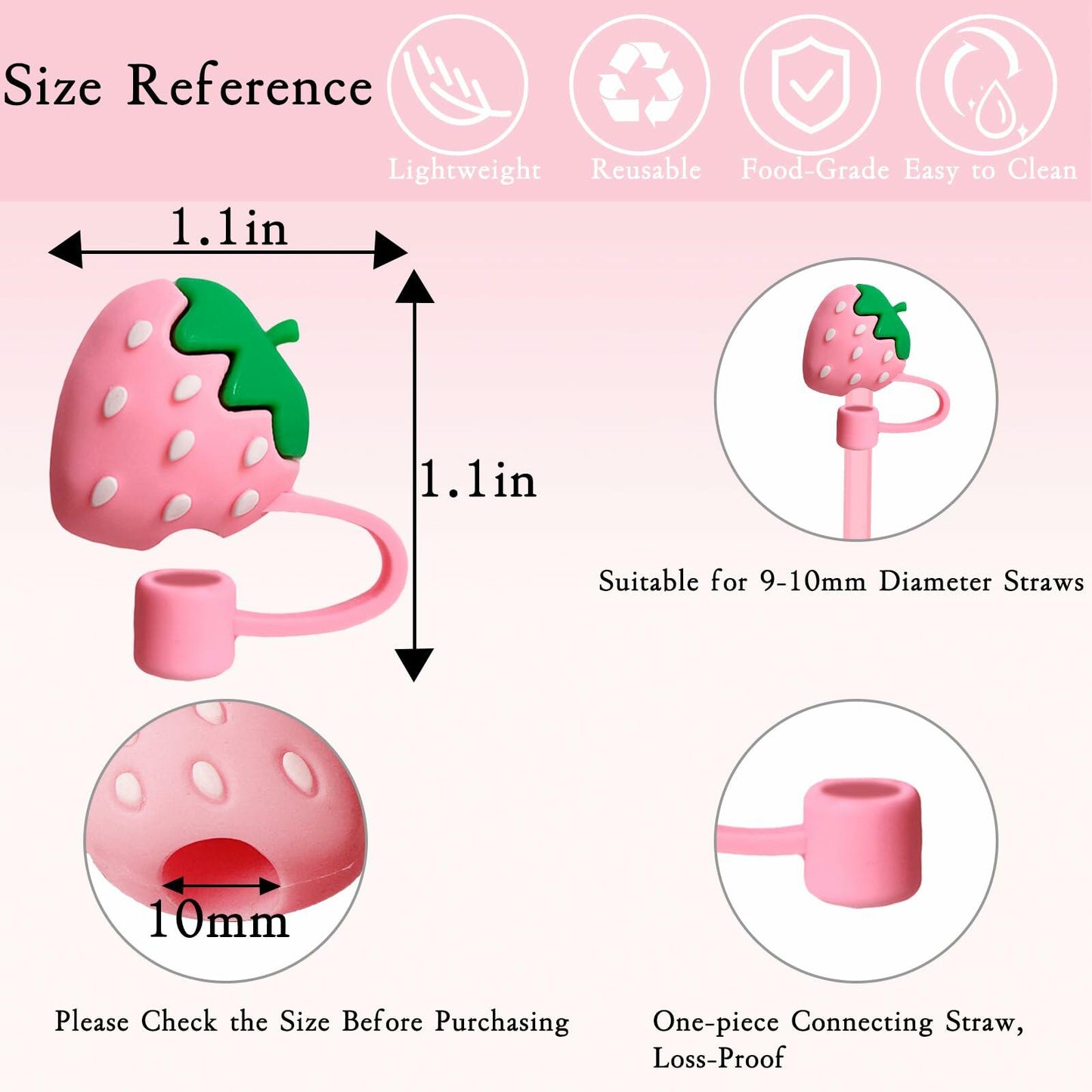 Stanley Straw Cover Caps & Charm Chains for 30oz/40oz Tumbler 6pcs