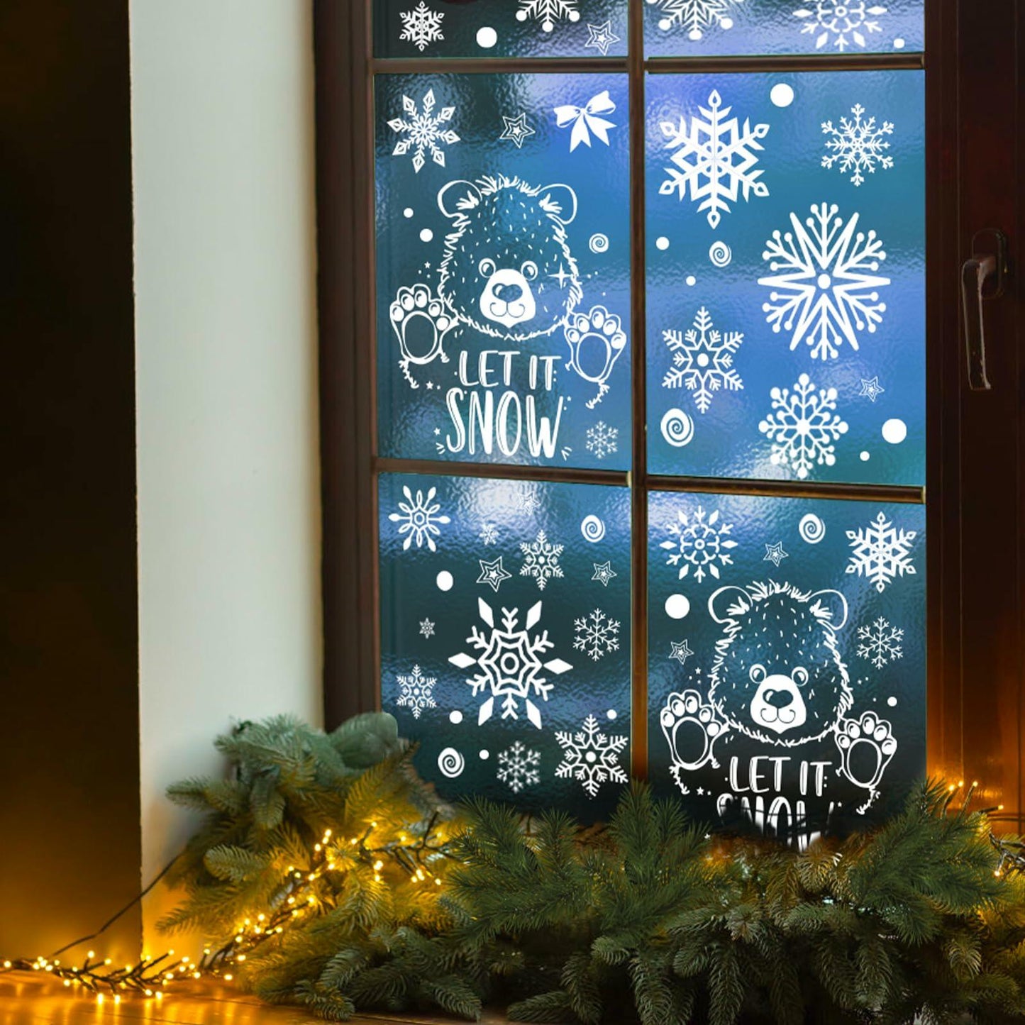 AivaToba 203 Pcs Christmas Window Clings, Double Side Window Clings