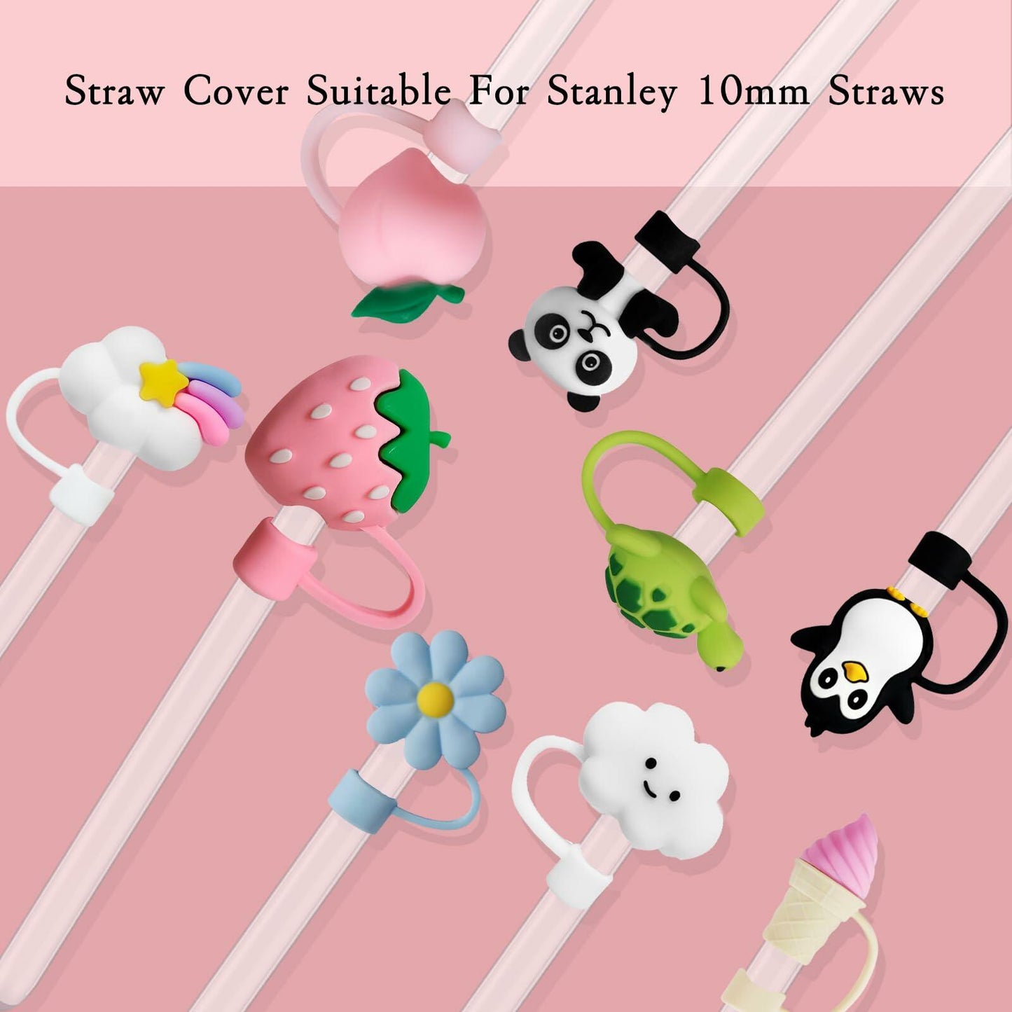 Stanley Straw Cover Caps & Charm Chains for 30oz/40oz Tumbler 6pcs