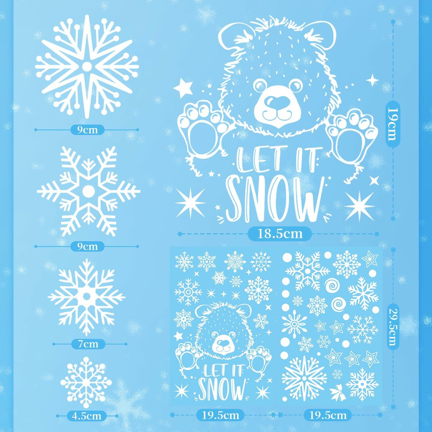 AivaToba 203 Pcs Christmas Window Clings, Double Side Window Clings