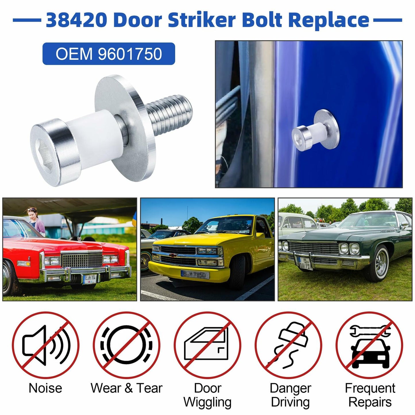 Dreyoo 3 Pack Door Striker Bolt Latch Kit GMC 1971-87 Black