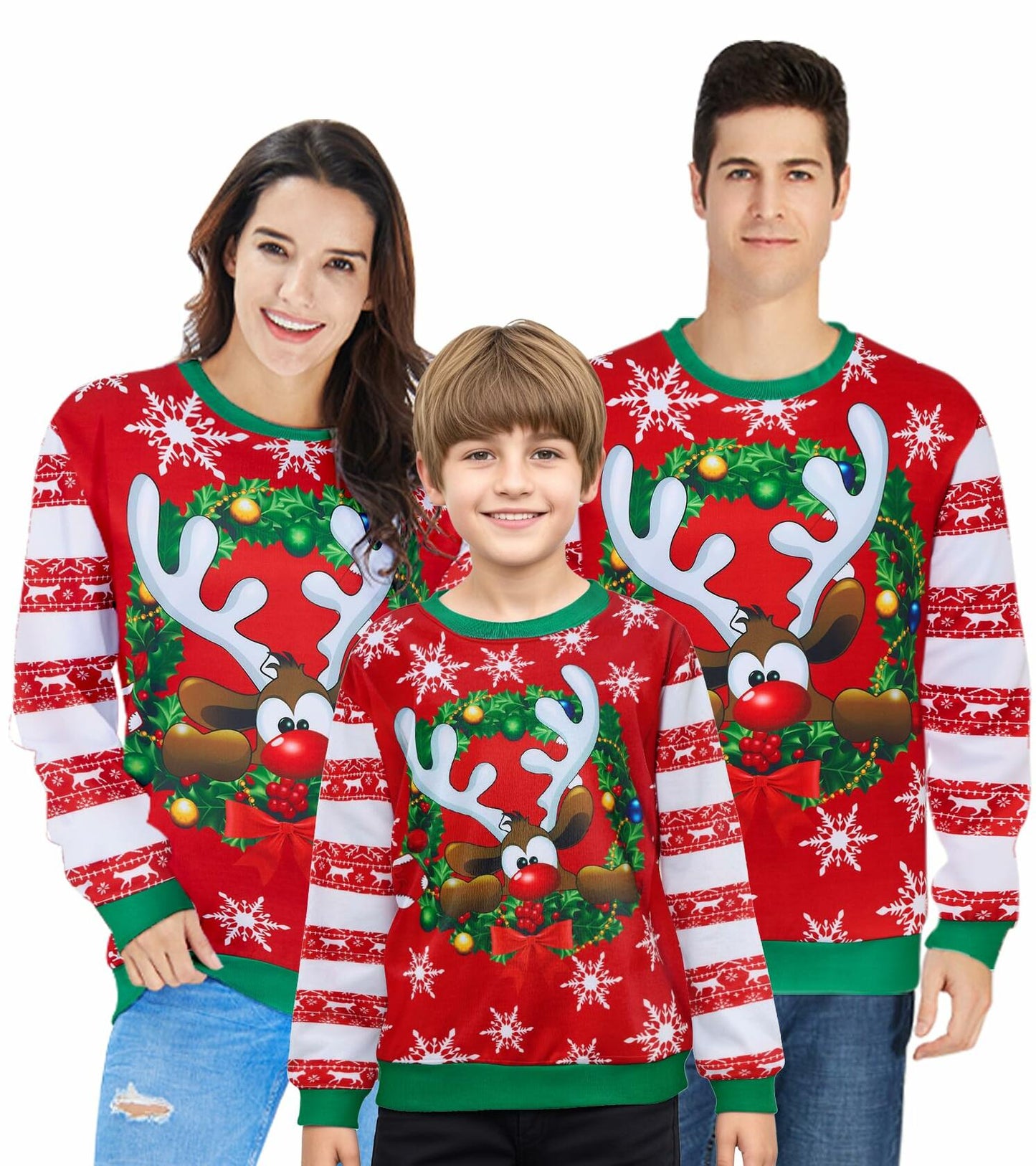 UNIFACO Womens Ugly Christmas Elk Sweatshirt Long Sleeve Crew Neck