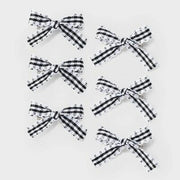 Wild Fable Gingham Bow Hair Clip Set 6pc Black White