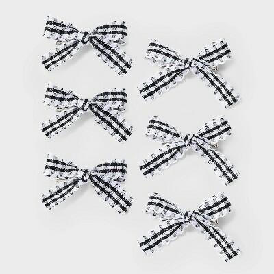 Wild Fable Gingham Bow Hair Clip Set 6pc Black White