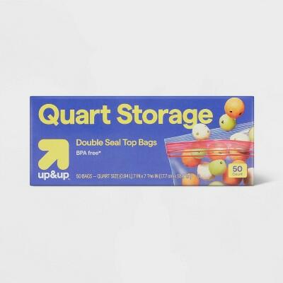 Up & Up Quart Storage Bags 7x7.4 Clear BPA-Free 50 Count