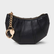 A New Day Croissant Clip On Pouch Coin Purse Black Solid Unstructured