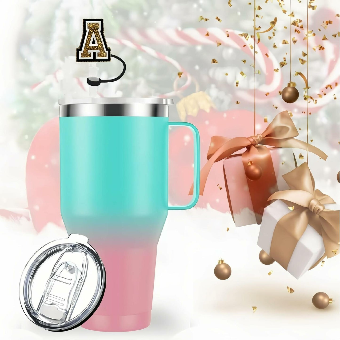 [Like New] IN Chenthy 3PCS 10mm Letter Straw Cover Cap Initial Charms for Stanley 30&40 Oz