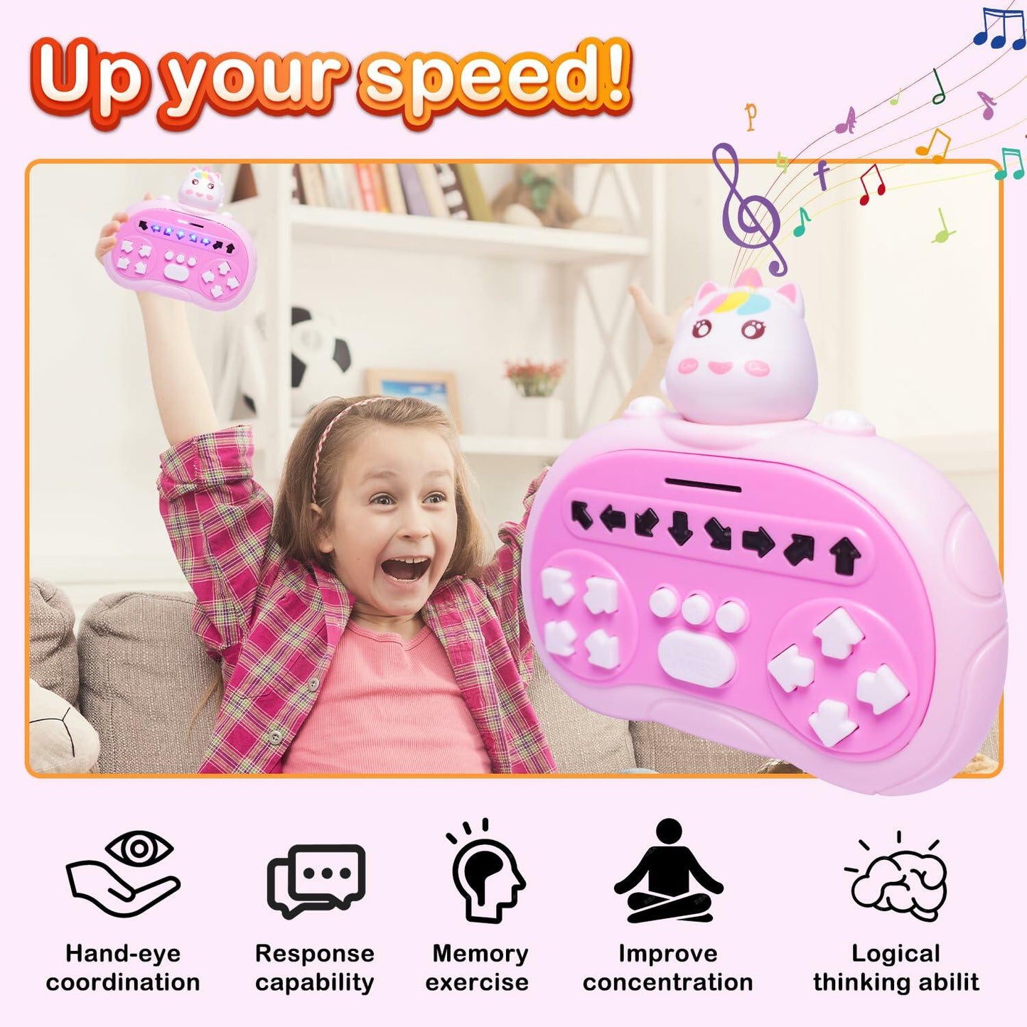 [Like New] ROUSKY Hand-Held Rhythm Master Dance Machine Educational Toy Unicorn Yellow
