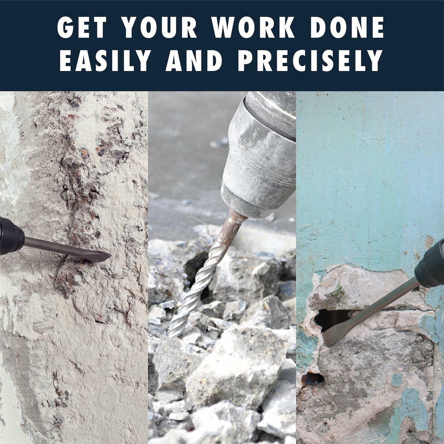 MACP 6-Piece SDS-Plus Masonry Drill Bit & Carbide Chisel Set 3/16"-1/2" 6"