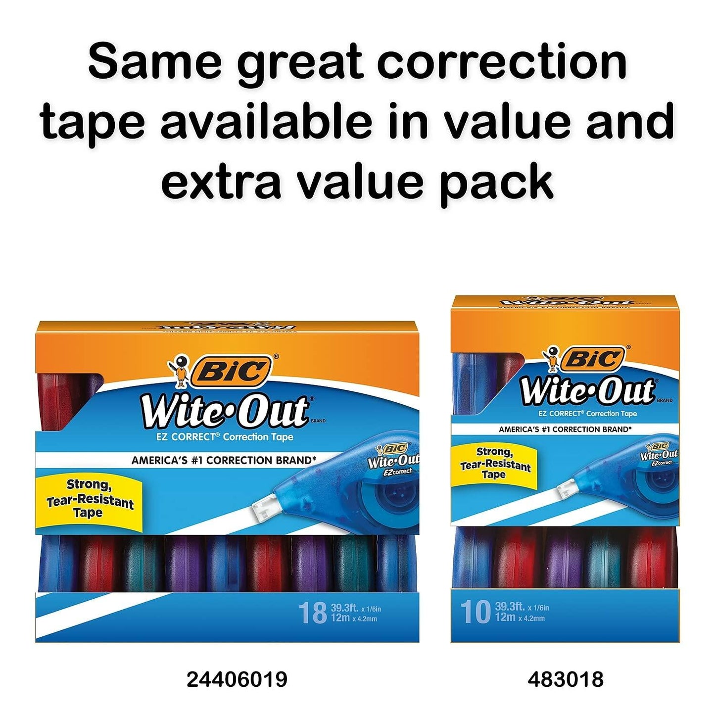 Bic Wite-Out Brand Correction Tape White 39.3 Feet 2-Count