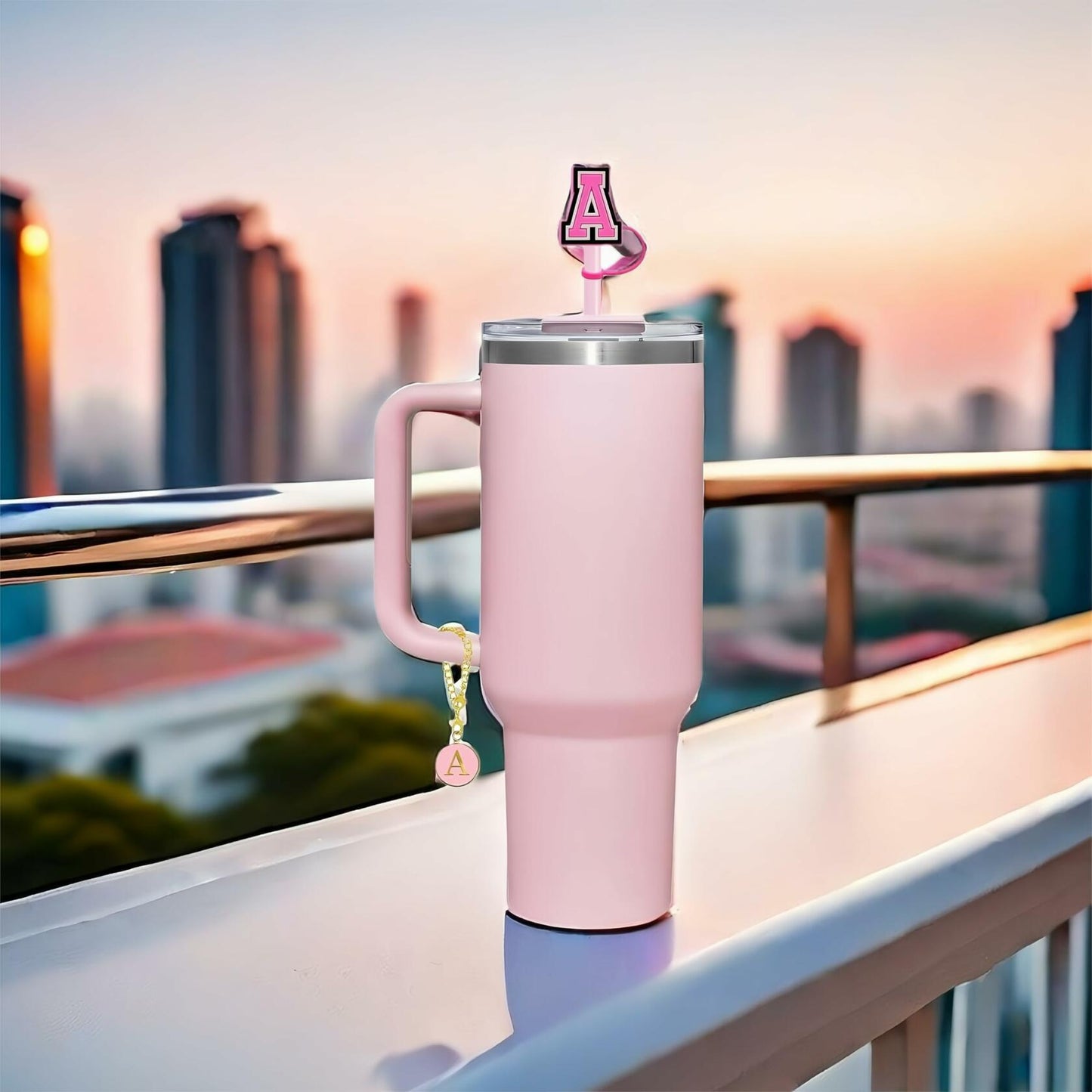 [Like New] IN Chenthy 3PCS 10mm Letter Straw Cover Cap Initial Charms for Stanley 30&40 Oz