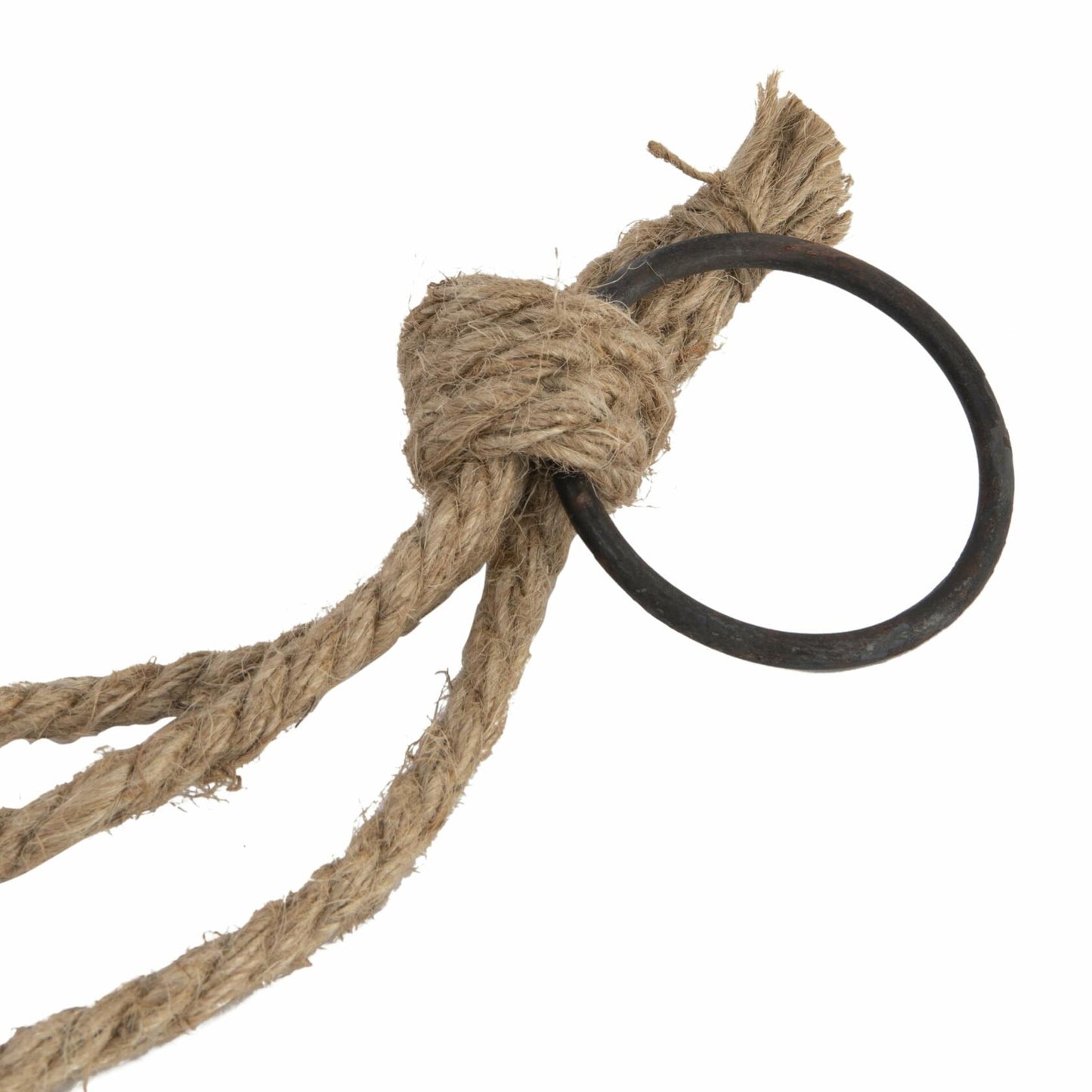 Creative Co-Op Medium White Stoneware Hanging Planter with Jute Rope