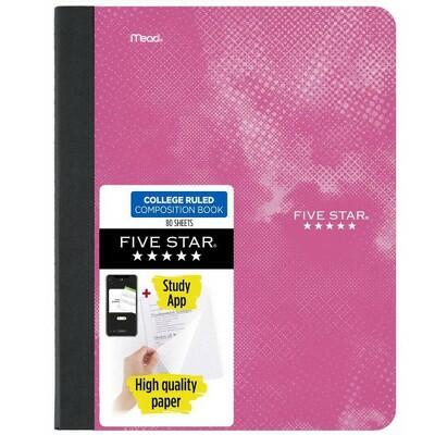 Five Star Active Comp Book Pink Wide Ruled 80ct