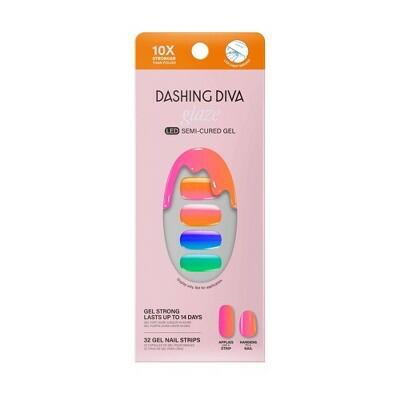 Dashing Diva Glaze Nail Strip Set Rainbow Pop 32 Strips 4-Piece Kit