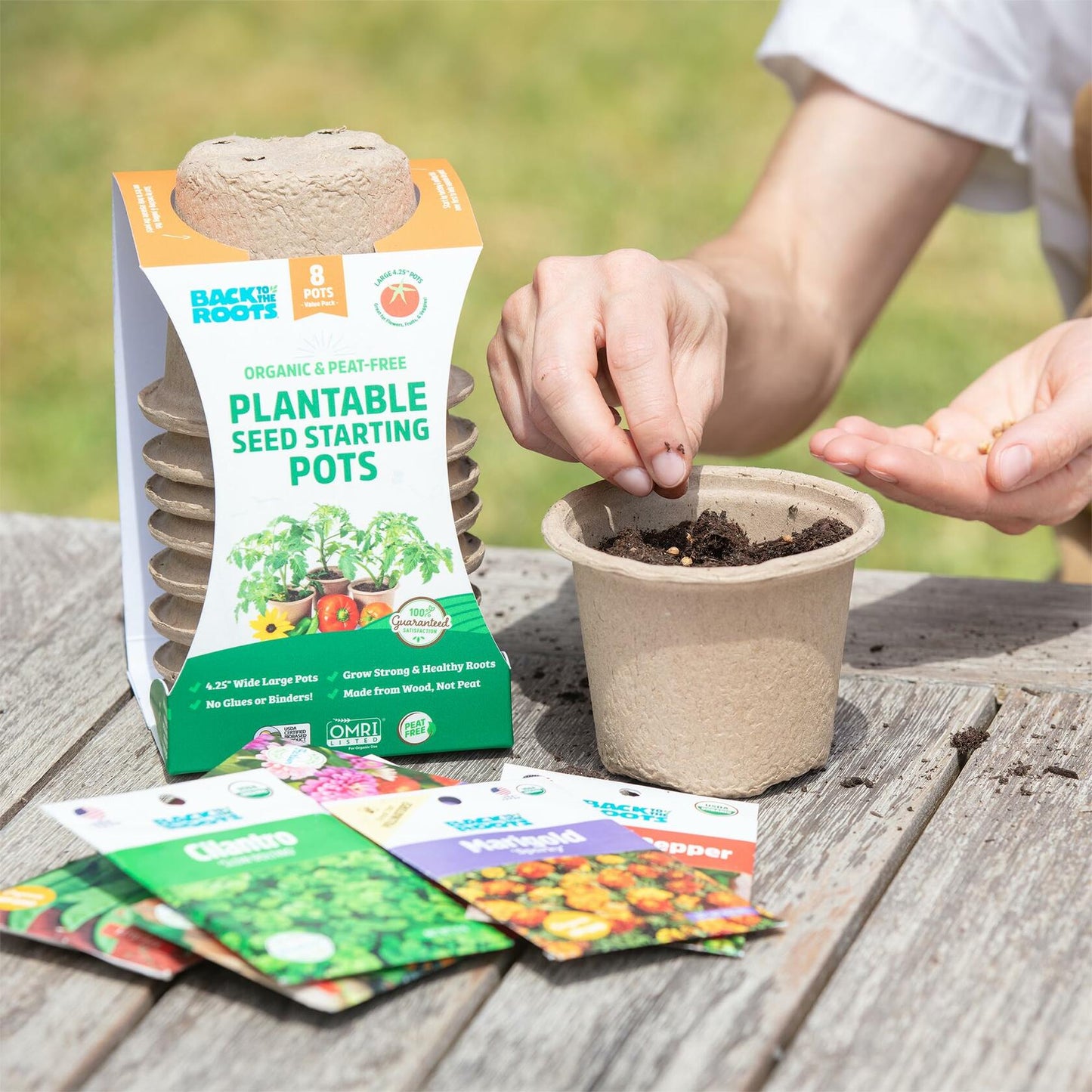 [Like New] Back to the Roots Organic Plantable Seed Starting Pots 4.25" Wide Brown 8 Ct