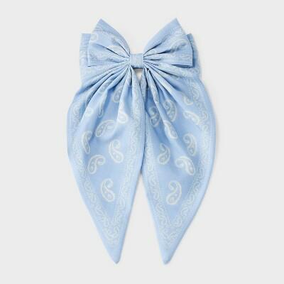 Wild Fable Fabric Barrette Hair Bow Blue White Polyester Clip All Hair Types