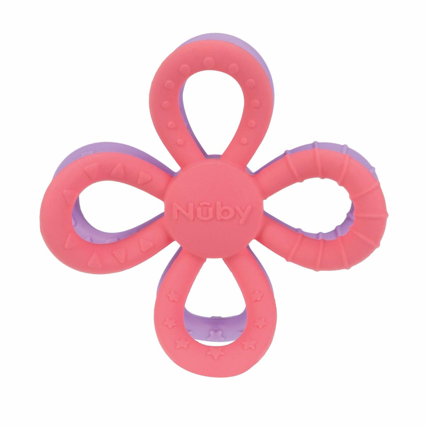 Nuby Fun Loops Flower-Shaped Teether Infant 3+ Months Pink Purple
