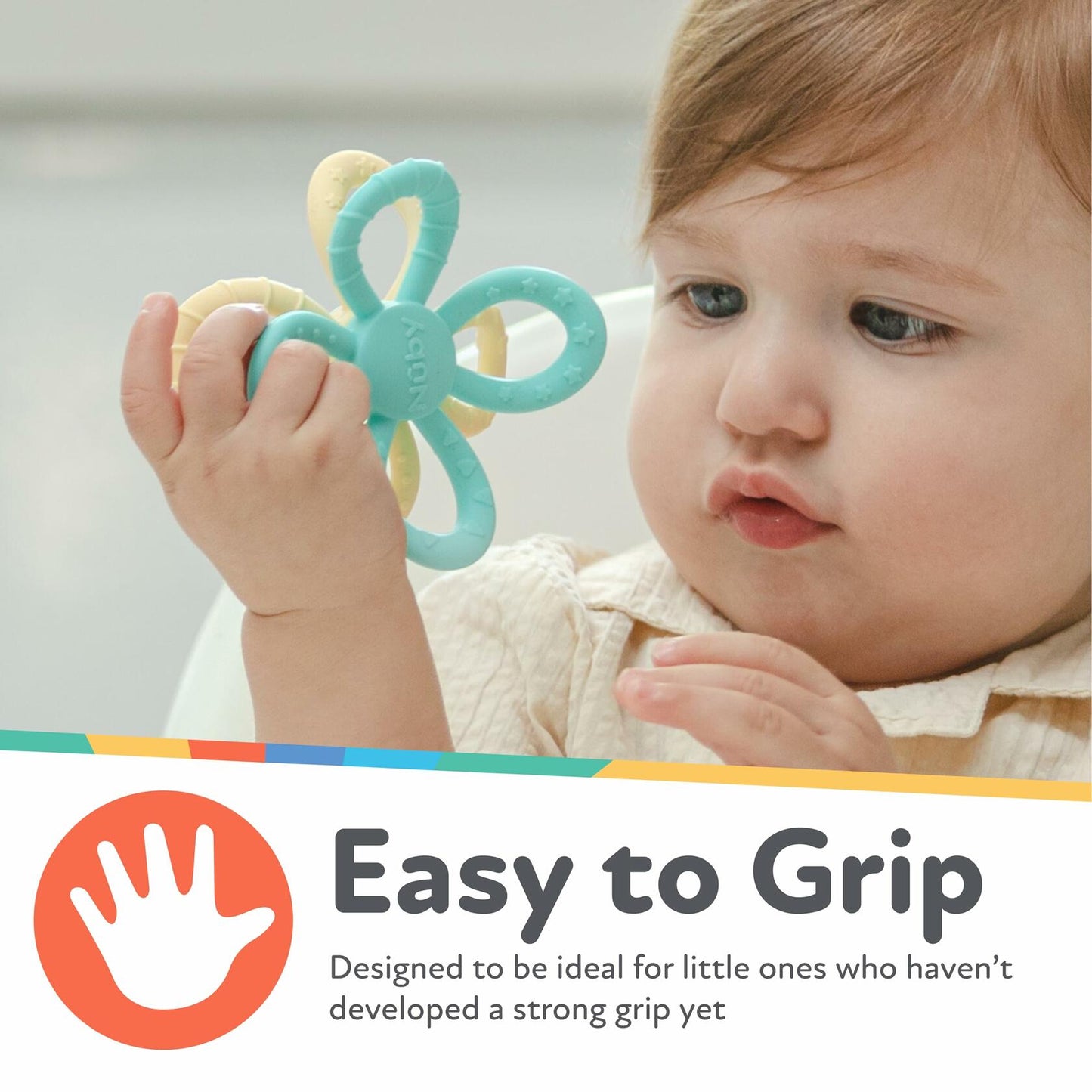 Nuby Fun Loops Flower-Shaped Teether Infant 3+ Months Pink Purple