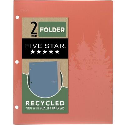 Five Star 2 Pocket Plastic Folder Recycled Polypropylene Zion Clay Pink
