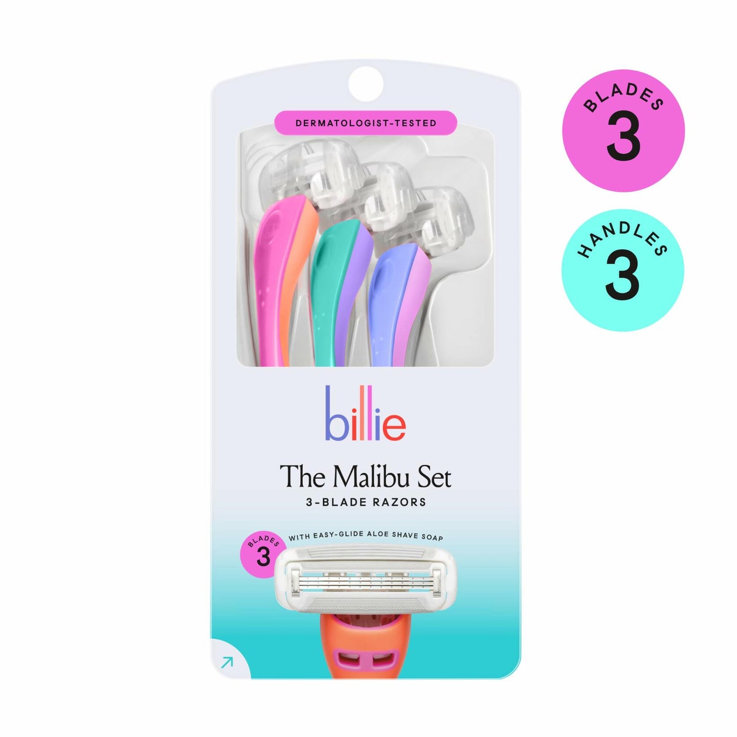 Billie Disposable Razors for Women The Malibu Set Multicolor Pack of 3