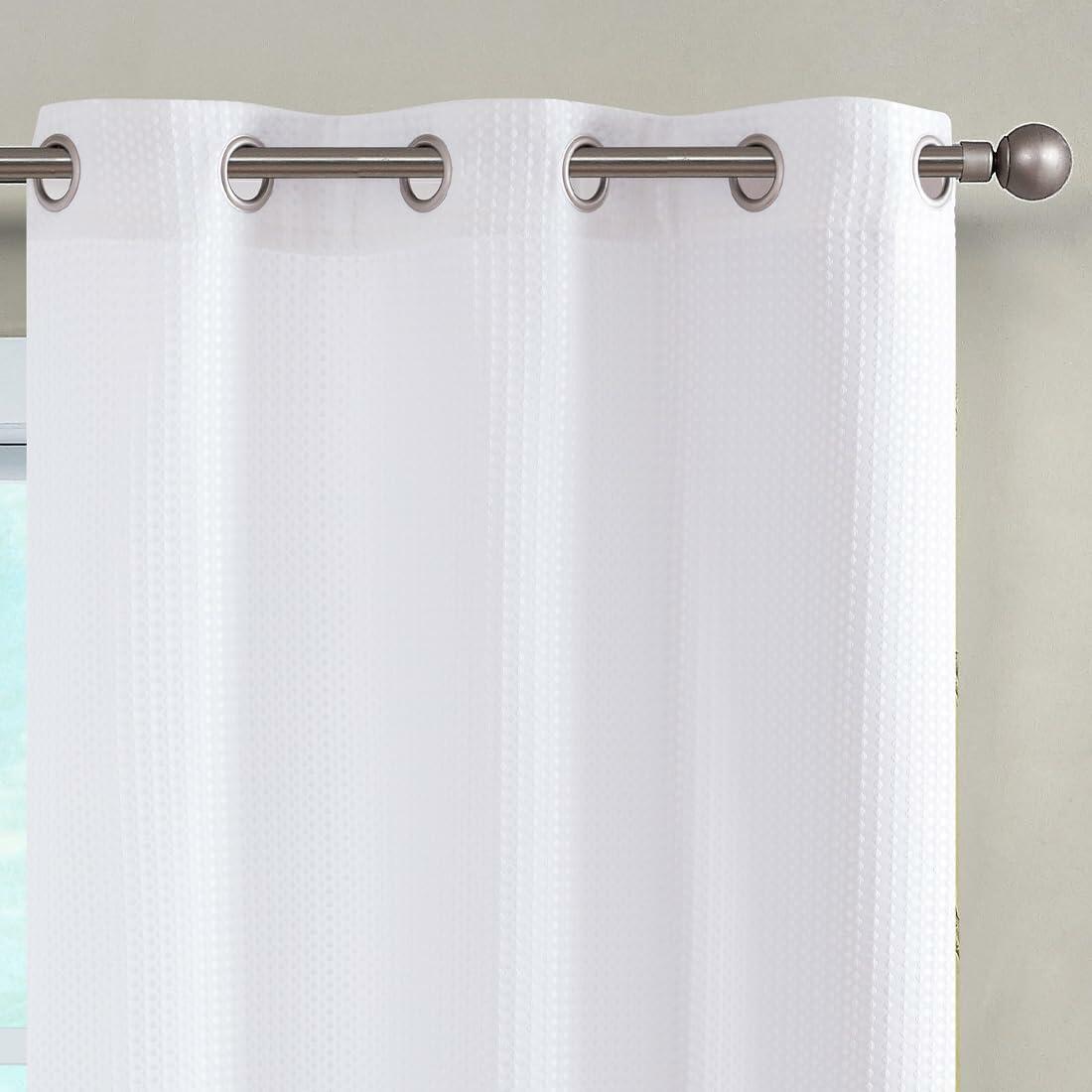 jinchan White Waffle Weave Curtains 2 Panels 90" Grommet Living Room