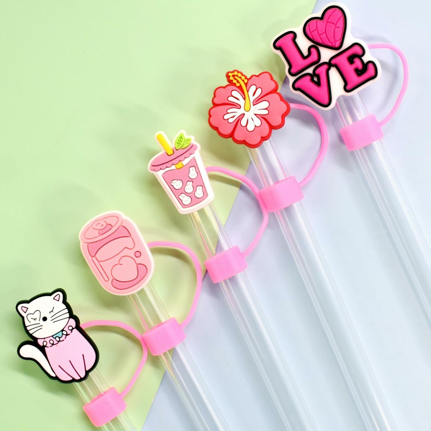 Ibuclein 30PCS Pink Girl Cover Cap for Stanley 40oz Cup Straw Toppers PVC