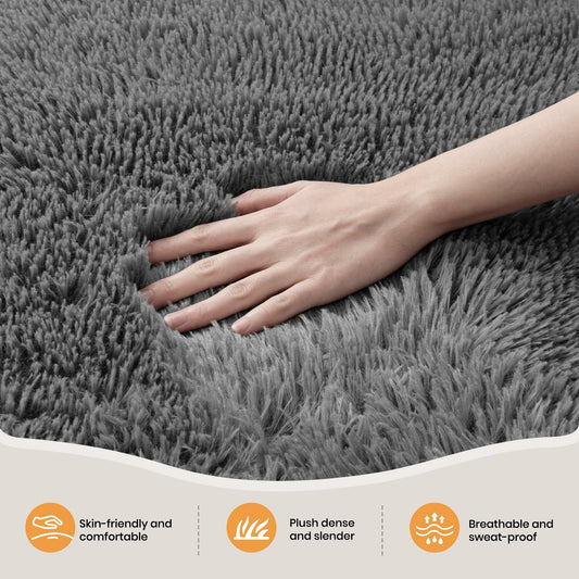 Zentavio Grey 4x6 High Pile Plush Soft Microfiber Area Rug Carpet