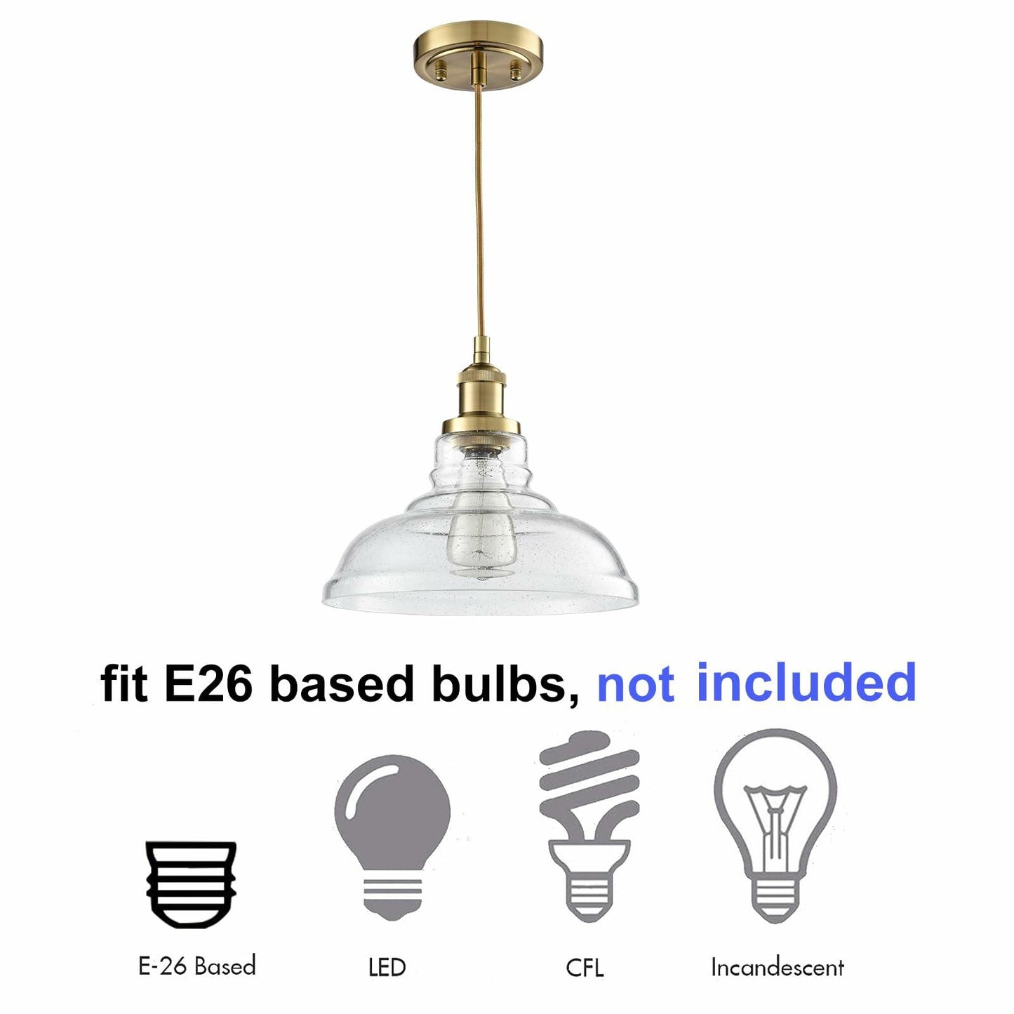 [Like New] CLAXY Ecopower Edison Vintage 1-Light Industrial Pendant Glass Hanging Light
