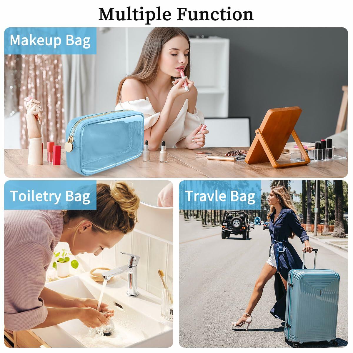PRRQFJZS Clear Cosmetic Bag Waterproof Travel Makeup Organizer M-Pink