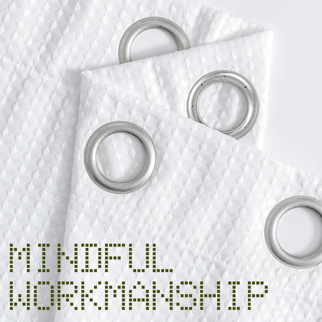 jinchan White Waffle Weave Curtains 2 Panels 90" Grommet Living Room