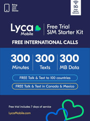 Lyca Mobile USA 5G/4G SIM Starter Kit Free Trial 300 Min/Text/MB 7 Days