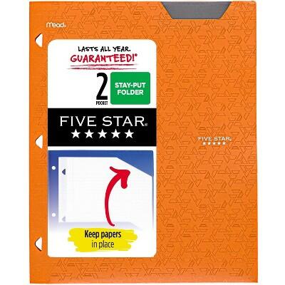 Five Star 2 Pocket Plastic Folder Orange Letter Size