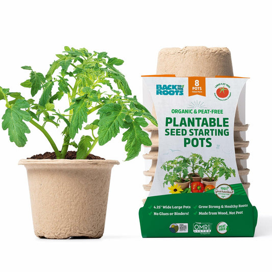Back to the Roots Organic Plantable Seed Starting Pots 4.25" Wide Brown 8 Ct