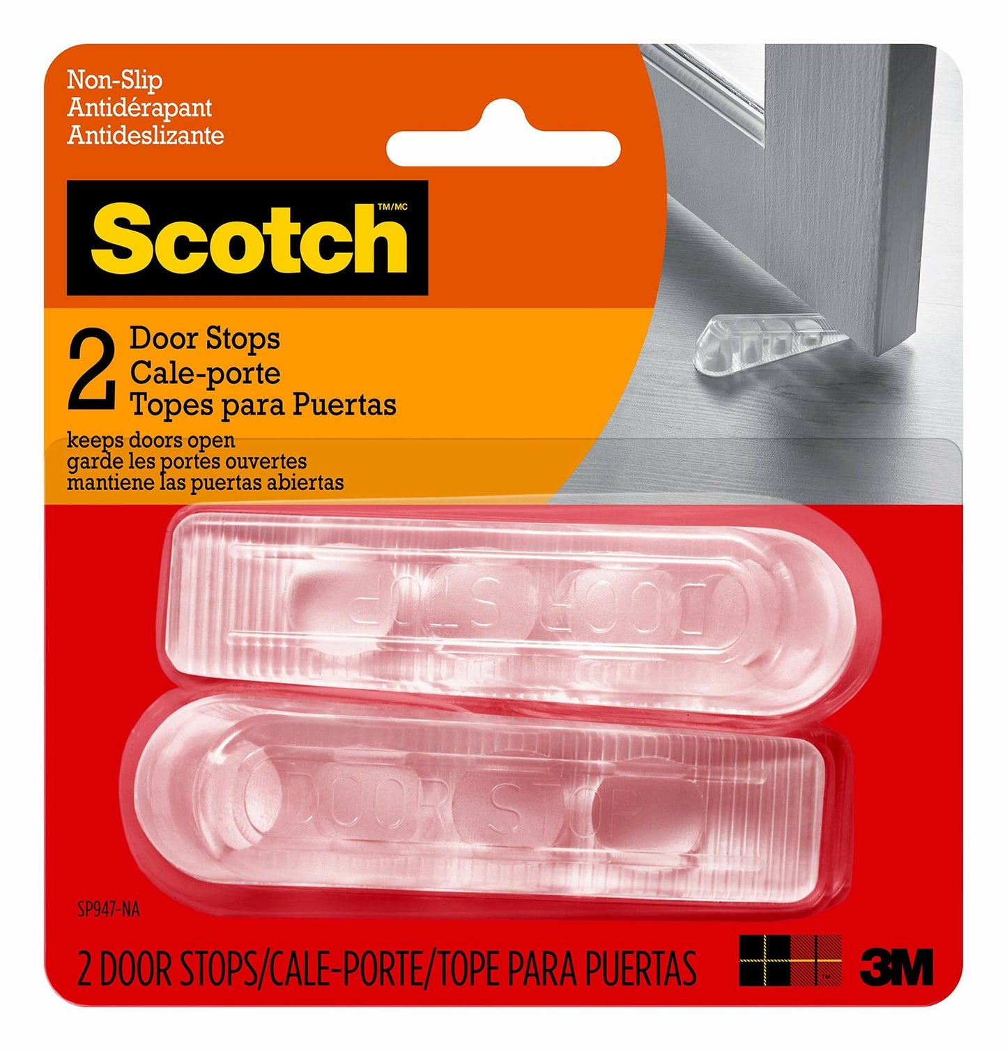 Scotch Door Stoppers 2 Count 1-1/8in Flexible Material Snug Fit SP947