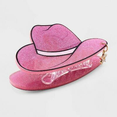 Wild Fable Cowgirl Hat Star Charm Hair Clip Pink Acrylic Zinc