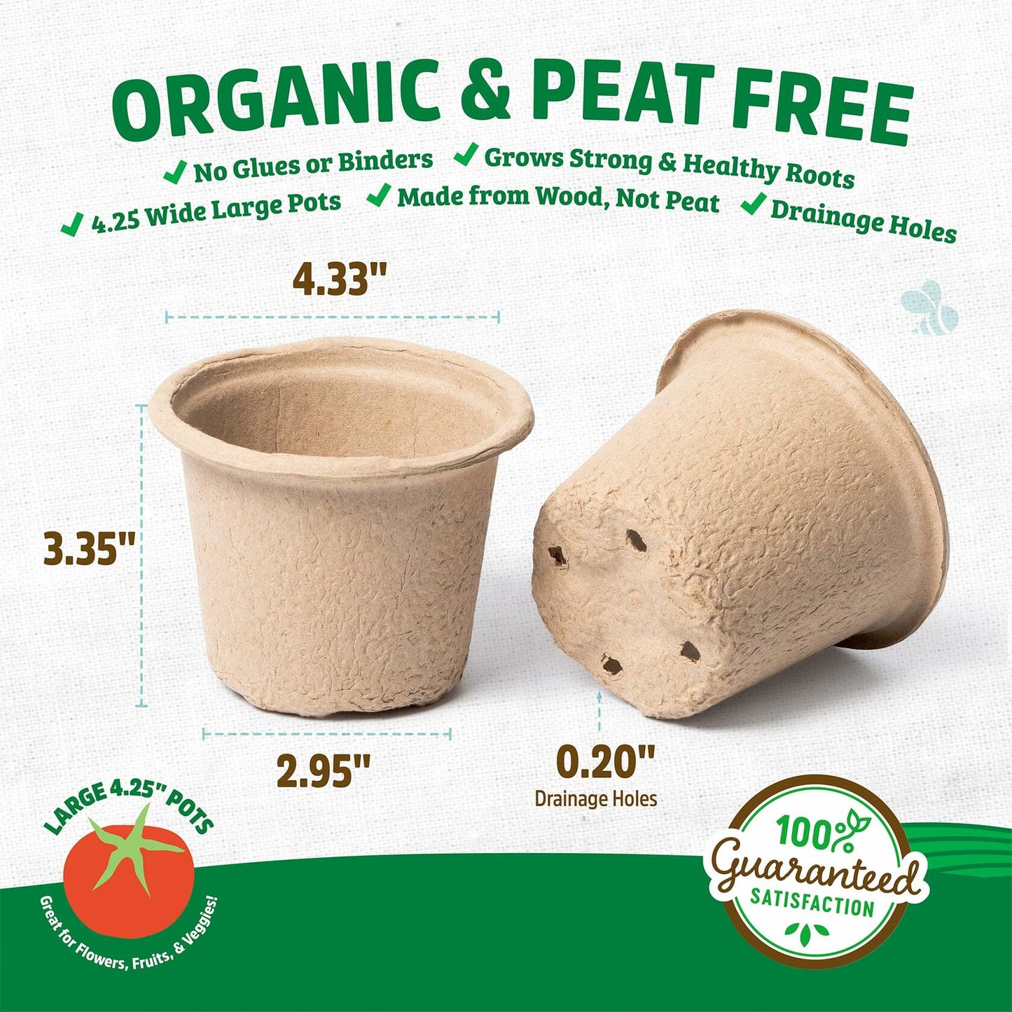 Back to the Roots Organic Plantable Seed Starting Pots 4.25" Wide Brown 8 Ct