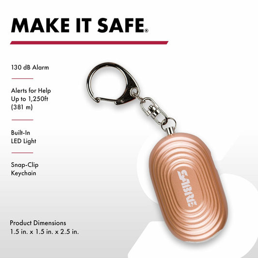 SABRE 2-in-1 Personal Alarm LED Light 130dB Siren Snap Hook Compact
