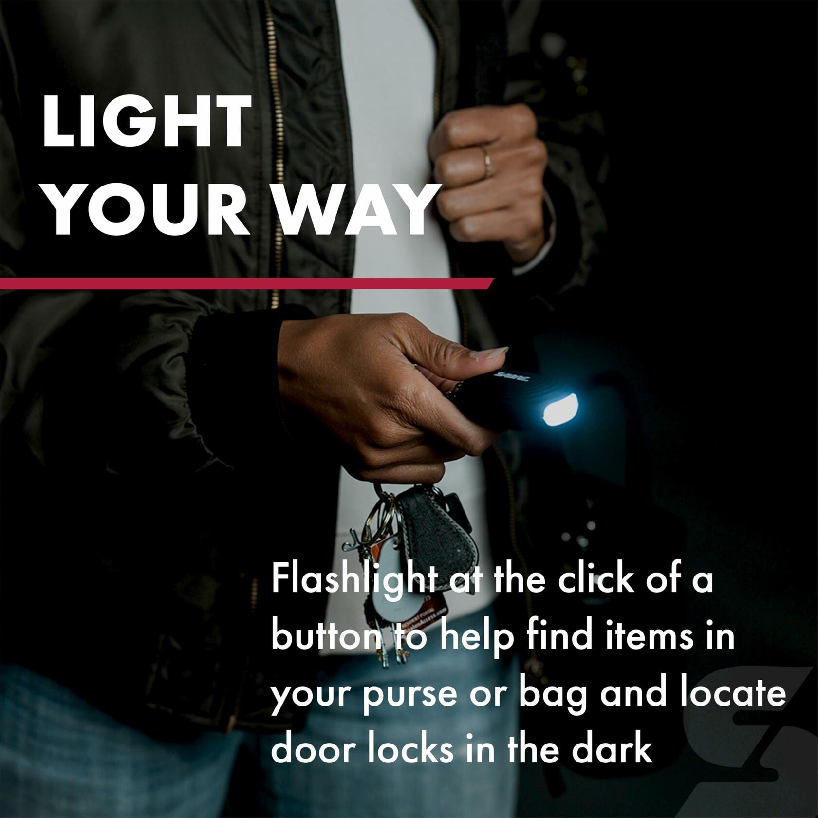 SABRE 2-in-1 Personal Alarm LED Light 130dB Siren Snap Hook Compact