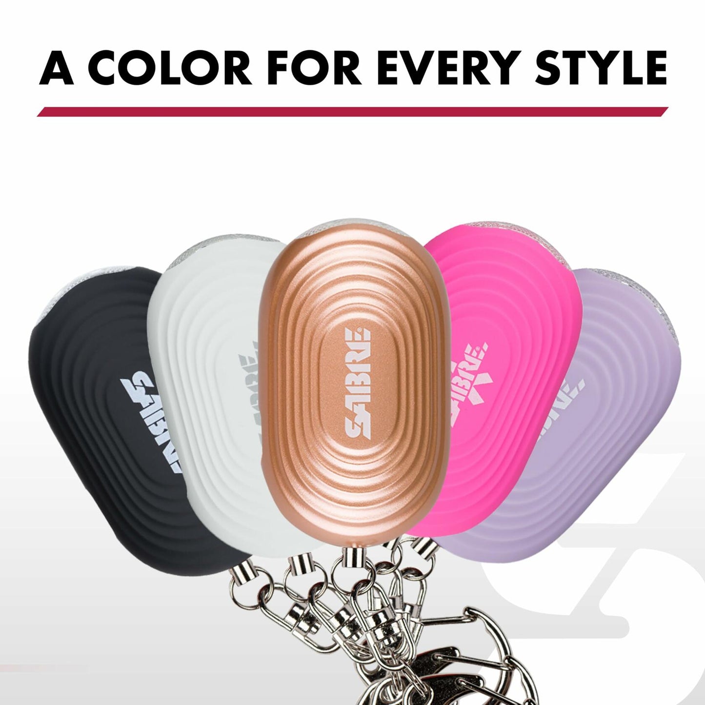 SABRE 2-in-1 Personal Alarm LED Light 130dB Siren Snap Hook Compact