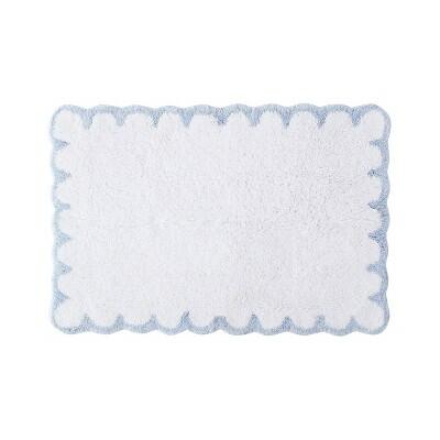 Peri Home Bath Rug Scallop Cotton White/Blue 20x30