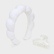 A New Day Headband & Claw Hair Clip Set Ivory 2pc White